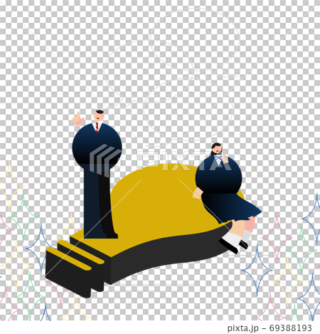 Illustration / Graphic Material: High school student who solved the problem on the light bulb mark 69388193