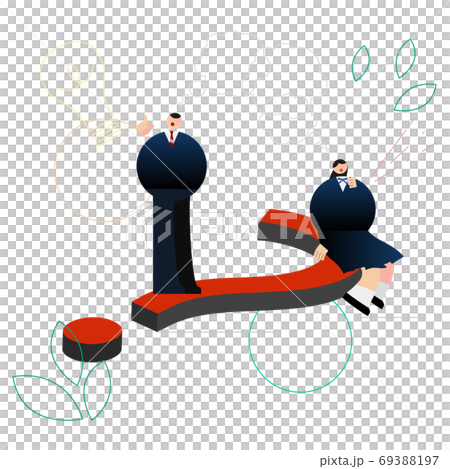 Illustration / Graphic material: High school student on the question mark with a balloon 69388197