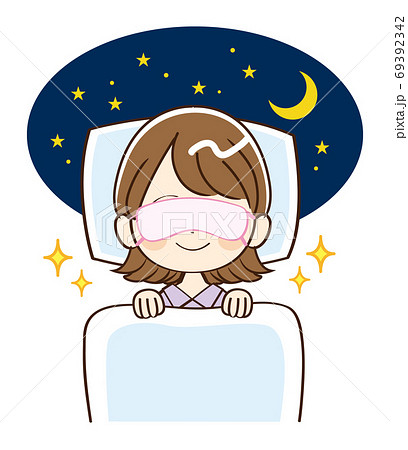 女性 睡眠 安眠 深夜 アイマスクのイラスト素材