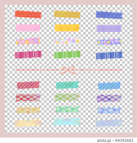 Japanese style masking tape set (watercolor style vector) 69392681