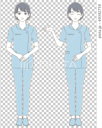 Hand-drawn style illustration facial expression set of a woman in uniform Hand-drawn style illustration facial expression set of a woman in uniform 69392759