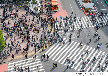 東京都 渋谷のスクランブル交差点のイラスト素材