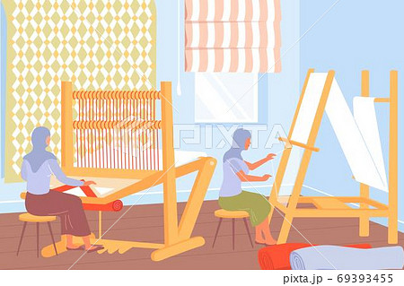 Carpet Production Flat Illustration Stock Illustration