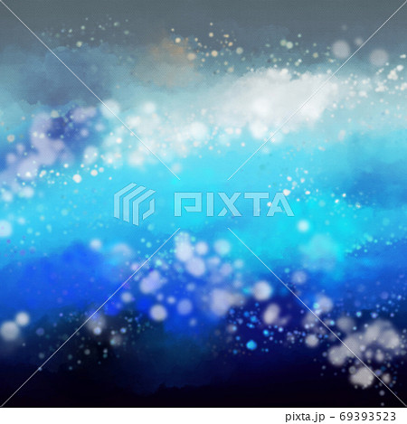 海と空の境目のイメージの背景 水彩風のイラスト素材