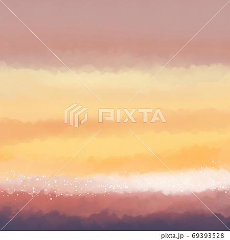 パステルカラーの朝焼けイメージの背景 水彩風のイラスト素材
