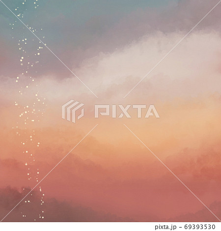 パステルカラーの夕焼けイメージの背景 水彩風のイラスト素材