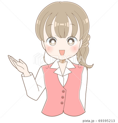 手を差し出す女性社員1 茶髪ロング のイラスト素材