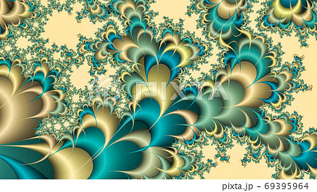 Beige and cyan blue abstract fractal background 69395964