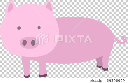 可愛いシンプルな豚のイラストのイラスト素材
