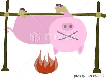 Illustration Of A Cute Roasted Pig That Is Stock Illustration