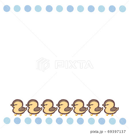 カルガモヒナ足付きフレームのイラスト素材