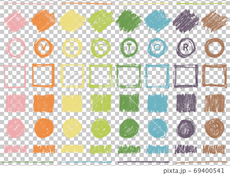 手描きクレヨンのフレームセットのイラスト素材
