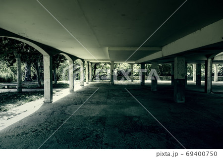 Old abandoned premises with columns 69400750