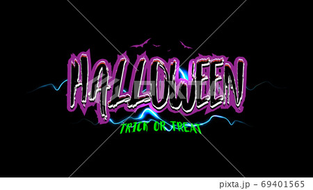 Happy halloween trick or treat text banner. Vintage, 80s, 90s and Old retro style. T-shirt print 69401565