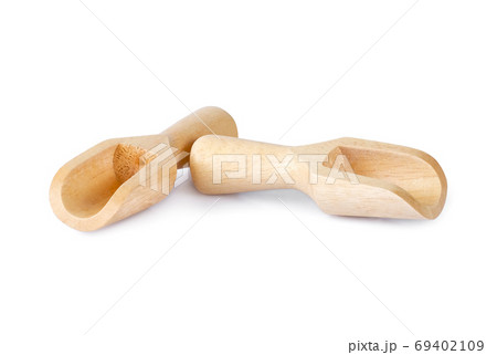 wooden scoop isolated on white background wooden scoop isolated on white background 69402109