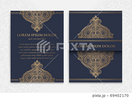 Dark blue and gold luxury invitation card design. Dark blue and gold luxury invitation card design. 69402170