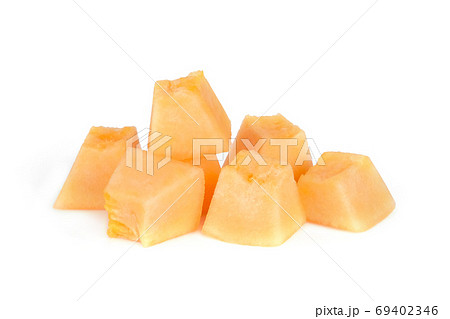 sliced cantaloupe melon isolated on white background sliced cantaloupe melon isolated on white background 69402346