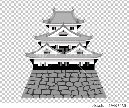 日本城堡:三層天守閣和三層塔樓 日本城堡:三層天守閣和三層塔樓 69402486