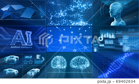 デジタル ネットワーク テクノロジー AI 人工知能 データ 通信 システム 情報 3D イラスト  69402634