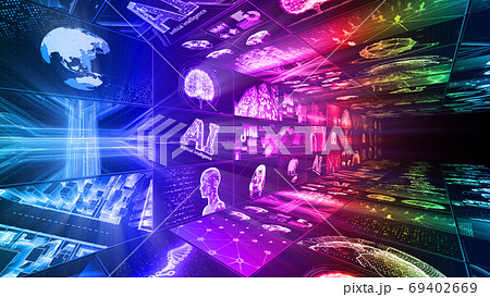 デジタル ネットワーク テクノロジー AI 人工知能 データ 通信 システム 情報 3D イラスト  69402669
