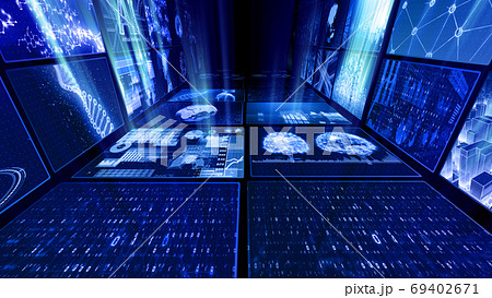 デジタル ネットワーク テクノロジー AI 人工知能 データ 通信 システム 情報 3D イラスト  69402671