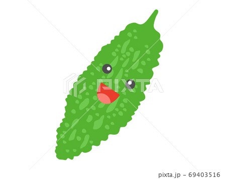 ゴーヤのキャラクターのイラストのイラスト素材