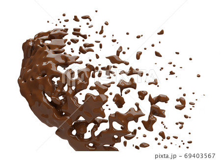 Chocolate splash isolated on white background 3d render 69403567