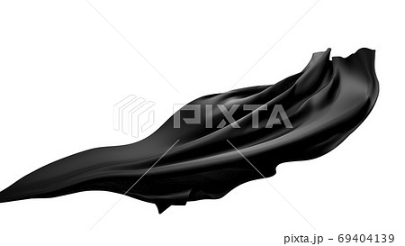 Black fabric cloth flrying the wind isolated on white background 69404139