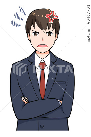 男子学生怒るポーズ 69407791
