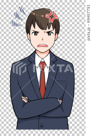 男子学生怒るポーズ 69407791