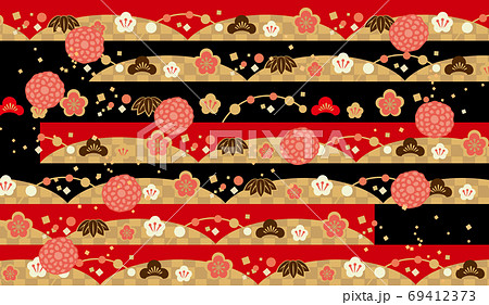 21年 正月の和柄背景パターンのイラスト素材