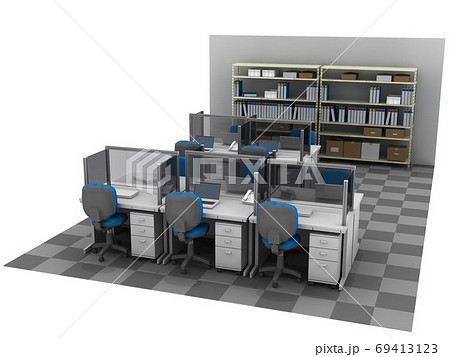 三密のコロナ対策を施したオフィス事務所 三密のコロナ対策を施したオフィス事務所 69413123