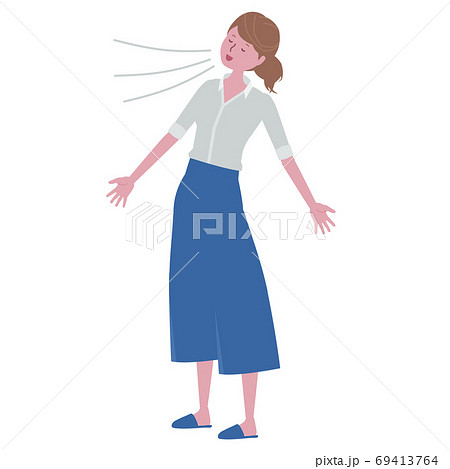 深呼吸をする女性のイラスト 69413764