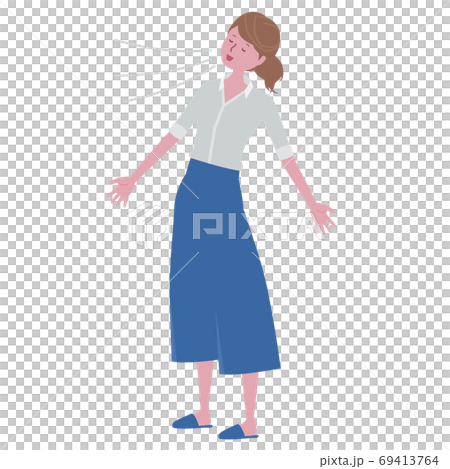 深呼吸をする女性のイラスト 69413764