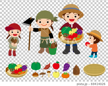 Farmer's family harvesting the taste of autumn Farmer's family harvesting the taste of autumn 69414026