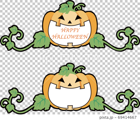ハロウィン おばけかぼちゃのフレーム イラスト素材セットのイラスト素材