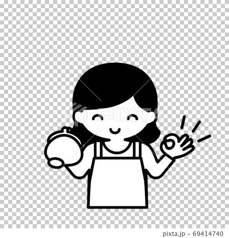 節約する主婦のシンプルなイラスト黄色系 69414740