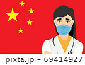 Chinise laboratory assistant with mask, chinise flag 69414927