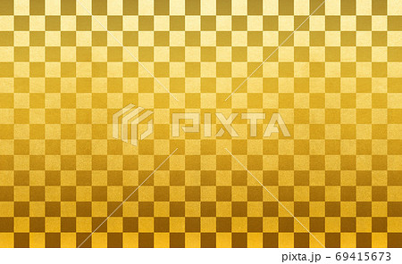 金色の市松模様　金のチェックパターン　ゴールド　背景 69415673