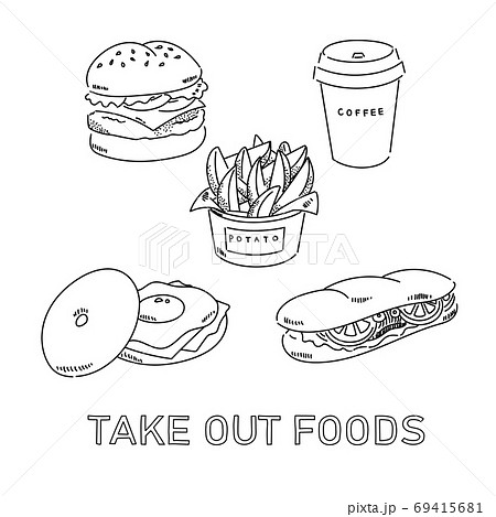 テイクアウトフード　モノトーン 69415681