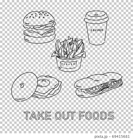 テイクアウトフード　モノトーン 69415681