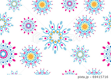 Colorful seamless abstract geometric flowers pattern. Beautiful Colorful seamless abstract geometric flowers pattern. Beautiful 69415716