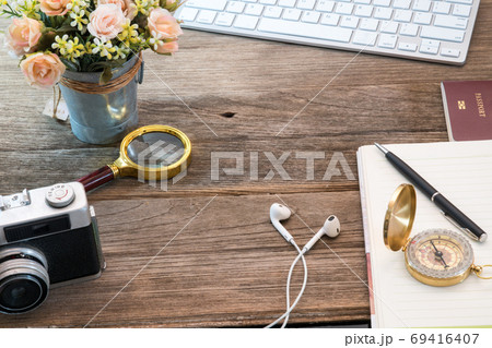 Notebook with magnifier and computer keyboard 69416407