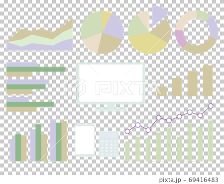 Graphs / Mathematics 01_03 (Set of various graphs / IT equipment / smartphones / PCs) 69416483