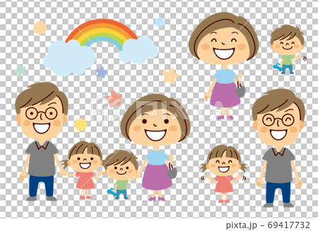 家族の可愛いイラストのイラスト素材