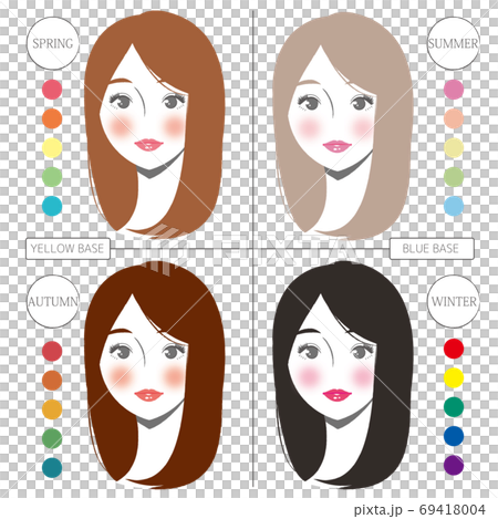 パーソナルカラー診断 女性のイラスト素材