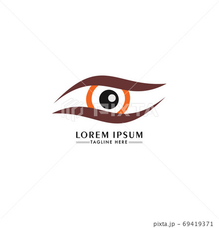 Eye Logo Design Template, Creative Vision Logotype concept. Colorful Eye Logo vision. Vector Icon, Eye Care Logo Concept, Brown, Orange 69419371