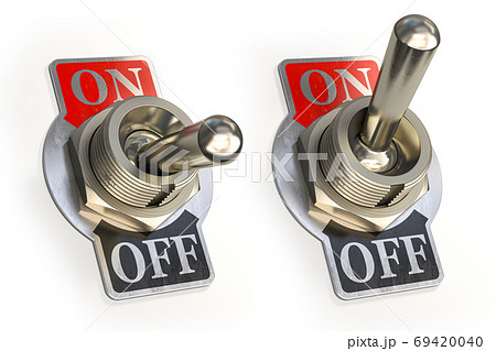 Retro toggle switch ON OFF isolated on white background. 69420040