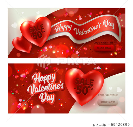 Happy Valentine Day Sale Promotion Banner Discount Happy Valentine Day Sale Promotion Banner Discount 69420399