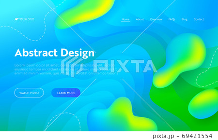 Blue Abstract Wave Drop Shape Landing Page 69421554